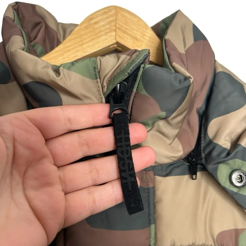 HUDSON JEANS Camo Quilted & Hooded Parka Puffer Men’s Winter Coat Size Small